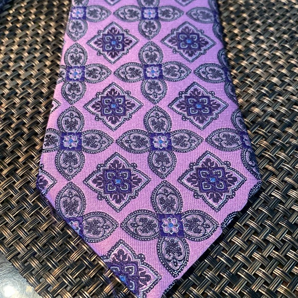 ERMENEGILDO ZEGNA Pink & Purple Diamonds Tie Made in Italy 3.5 width - Picture 4 of 7